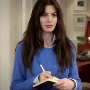 ASO Devil Wears Prada Cerulean Blue 100% Cotton Talbots Sz S Crewneck Pullover